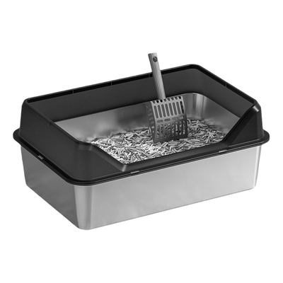 Hochdeckel und Fußplatte aus Edelstahl Halbautomatische schnellreinigende Katzenmüllbox