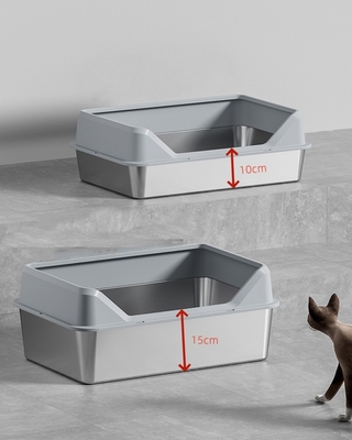 Hochdeckel und Fußplatte aus Edelstahl Halbautomatische schnellreinigende Katzenmüllbox