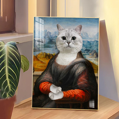 Haustierporträt Wandkunst in Custom Aluminium-Legierungsrahmen für Wohnzimmer