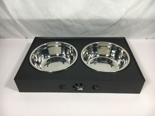 Schwarze Edelstahl-Doppelschalen für große Hunde