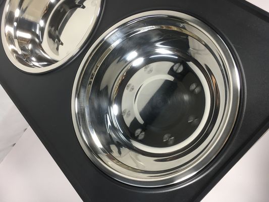 Schwarze Edelstahl-Doppelschalen für große Hunde