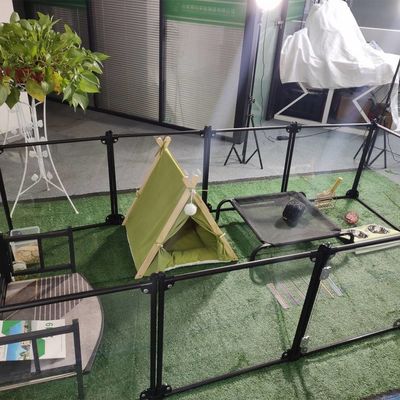 Fabrik Luxus Acryl Aluminium Trennbares Haustier Spielhaus Katze Kennelhaus Hund Zaun Stift Transparentes Karton Custom Logo Button