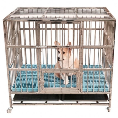 Großer klappbarer Hundekäfig aus Edelstahl ohne Muster und Schlagschluss