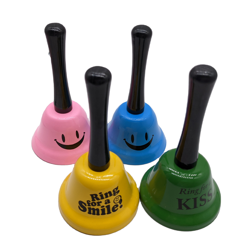 120g benutzerdefiniertes Logo Handgelenk Schreibtisch Glocke Kuss Anruf Glocke Schönes Party Spielzeug Ring für Hand Glocke