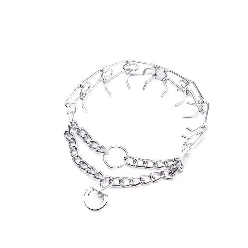 Silberner Hundehalsband für die Ausbildung von Haustieren Aheasoun Prong Halsband Schluckhalsband Schnapphalsband