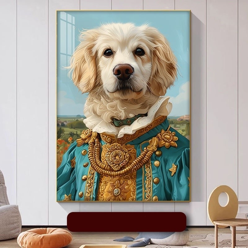 Hunde Katzen Haustierporträt Customized Aluminium-Legierungsrahmen Mehrere Haustiere Dekorationsmalerei
